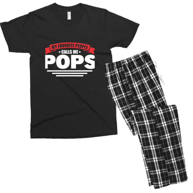 Dad And Pops My Favorite People Calls Me Pops Grandpa Men's T-shirt Pajama Set | Artistshot