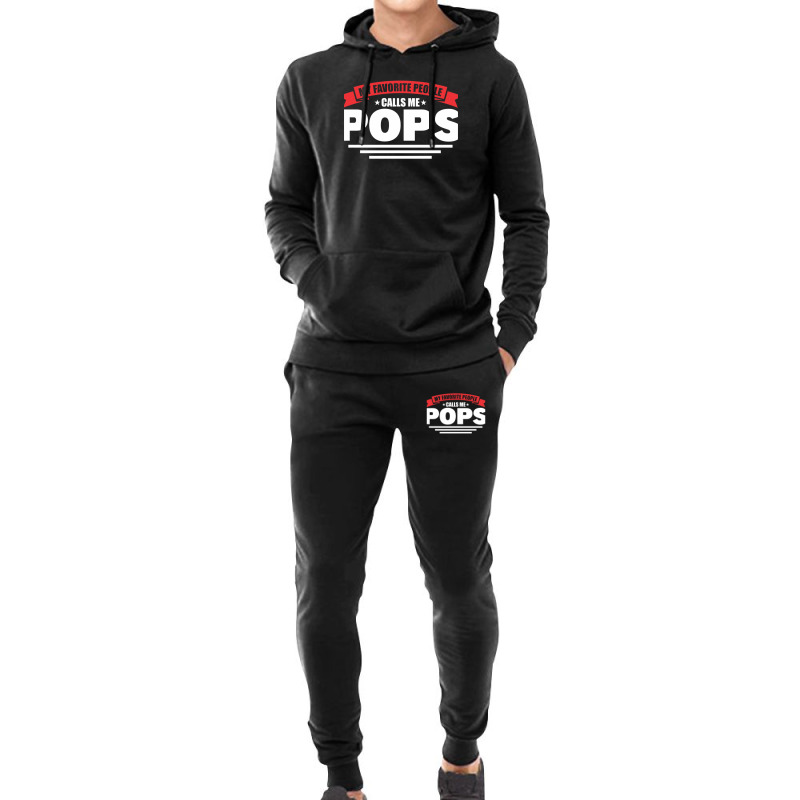 Dad And Pops My Favorite People Calls Me Pops Grandpa Hoodie & Jogger Set | Artistshot