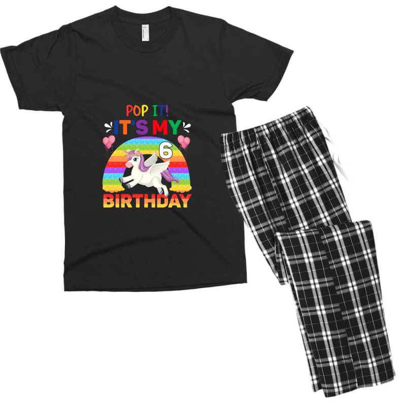 Pop It Fidget 6th Birthday Unicorn Girl Gift Men's T-shirt Pajama Set | Artistshot