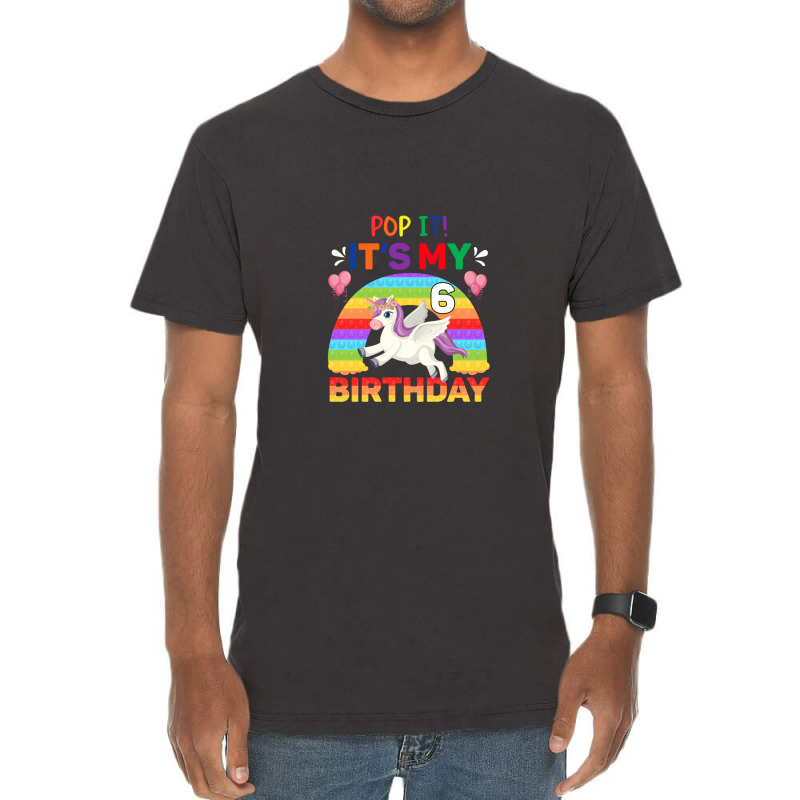 Pop It Fidget 6th Birthday Unicorn Girl Gift Vintage T-shirt | Artistshot