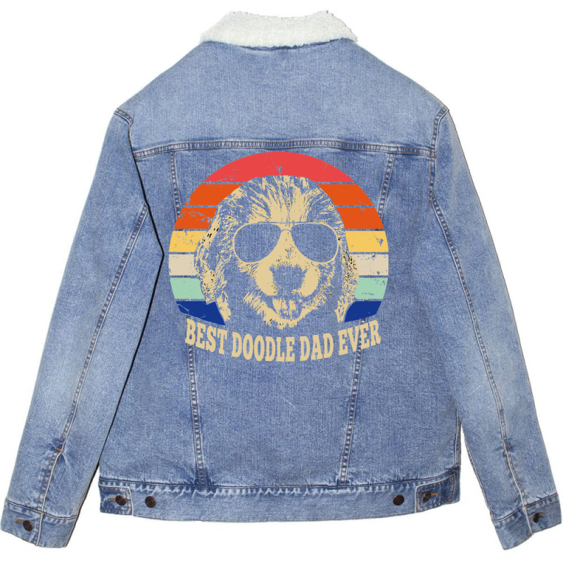 Best Doodle Dad Ever Vintage Retro Unisex Sherpa-lined Denim Jacket | Artistshot