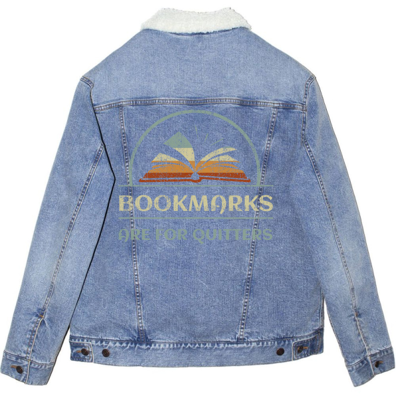 Vintage Bookmarks Are For Quitters Reading Book Distressed Pullover Ho Unisex Sherpa-Lined Denim Jacket by KarinLeighPurcell | Artistshot