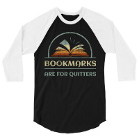 Vintage Bookmarks Are For Quitters Reading Book Distressed Pullover Ho 3/4 Sleeve Shirt | Artistshot