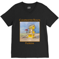 Cute Lifeguard Tower In Clearwater Beach Florida-j7gqm V-neck Tee | Artistshot