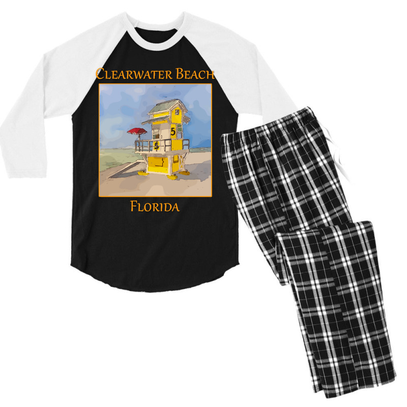 Cute Lifeguard Tower In Clearwater Beach Florida-j7gqm Men's 3/4 Sleeve Pajama Set by mysofiazo | Artistshot