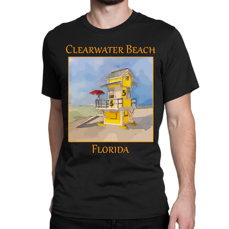 Cute Lifeguard Tower In Clearwater Beach Florida-j7gqm Classic T-shirt by mysofiazo | Artistshot