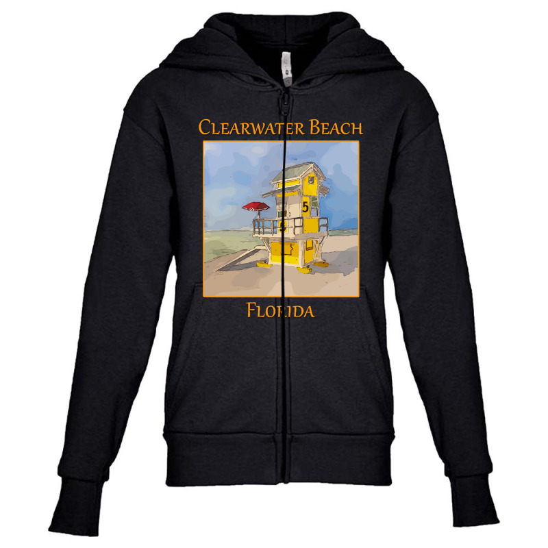 Cute Lifeguard Tower In Clearwater Beach Florida-j7gqm Youth Zipper Hoodie by mysofiazo | Artistshot