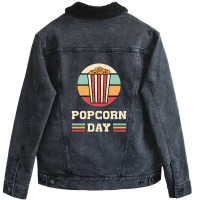 Cinema Popcorn Day Movie Snack Pop Film Gift Idea Unisex Sherpa-lined Denim Jacket | Artistshot