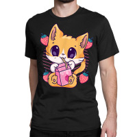 Strawberry Milk Cat Cute Kawaii Kitten Anime Neko Shake T Shirt Classic T-shirt | Artistshot