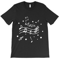 Dancing Music Notes White Nontes On Black Background Classic T-shirt | Artistshot