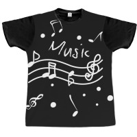 Dancing Music Notes White Nontes On Black Background Classic Graphic T-shirt | Artistshot