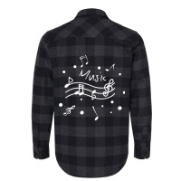 Dancing Music Notes White Nontes On Black Background Classic Flannel Shirt | Artistshot