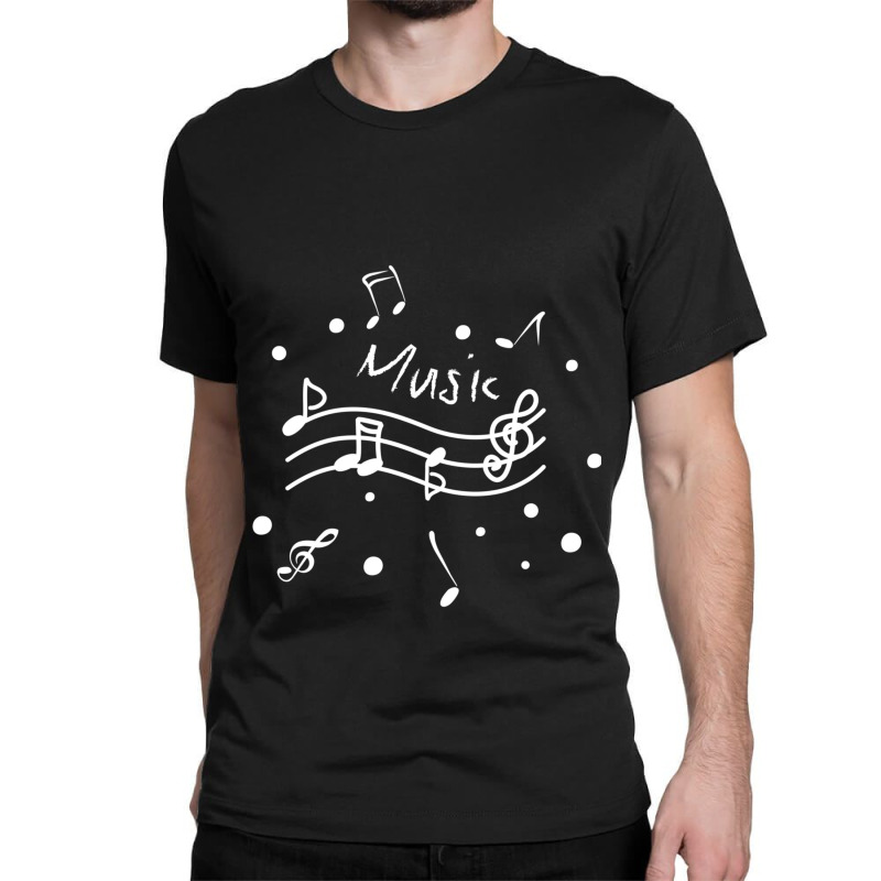 Dancing Music Notes White Nontes On Black Background Classic Classic T-shirt | Artistshot