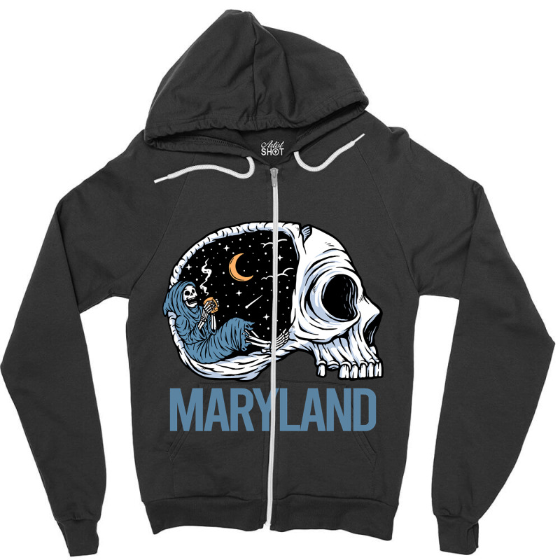 Chilling Skeleton Maryland Zipper Hoodie | Artistshot