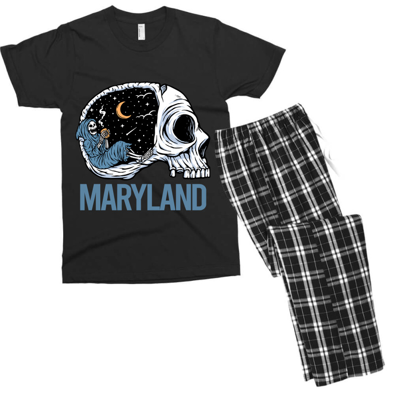 Chilling Skeleton Maryland Men's T-shirt Pajama Set | Artistshot