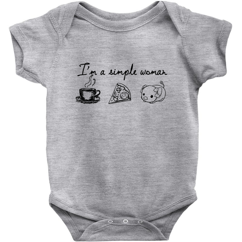 I'm A Simple Woman Who Loves Coffee, Pizza, Pig Baby Bodysuit | Artistshot