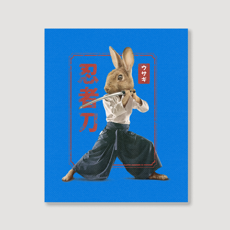 Japanese Samurai Ninja Bunny Rabbit Kawaii Tattoo Graphic Portrait Canvas Print | Artistshot