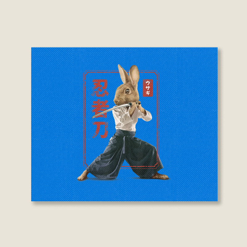 Japanese Samurai Ninja Bunny Rabbit Kawaii Tattoo Graphic Landscape Canvas Print | Artistshot