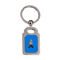 Japanese Samurai Ninja Bunny Rabbit Kawaii Tattoo Graphic Silver Rectangle Keychain | Artistshot