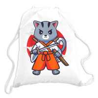 Japanese Samurai Ninja Cat Kawaii Anime Drawstring Bags | Artistshot