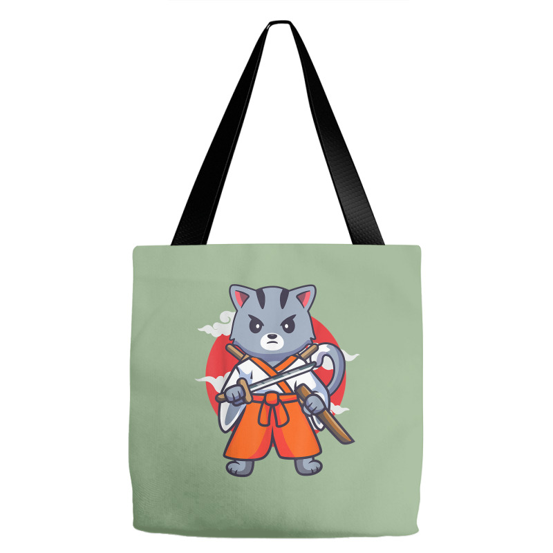 Japanese Samurai Ninja Cat Kawaii Anime Tote Bags | Artistshot