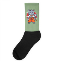 Japanese Samurai Ninja Cat Kawaii Anime Socks | Artistshot