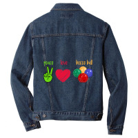 Peace Love Bocce Ball Men Denim Jacket | Artistshot