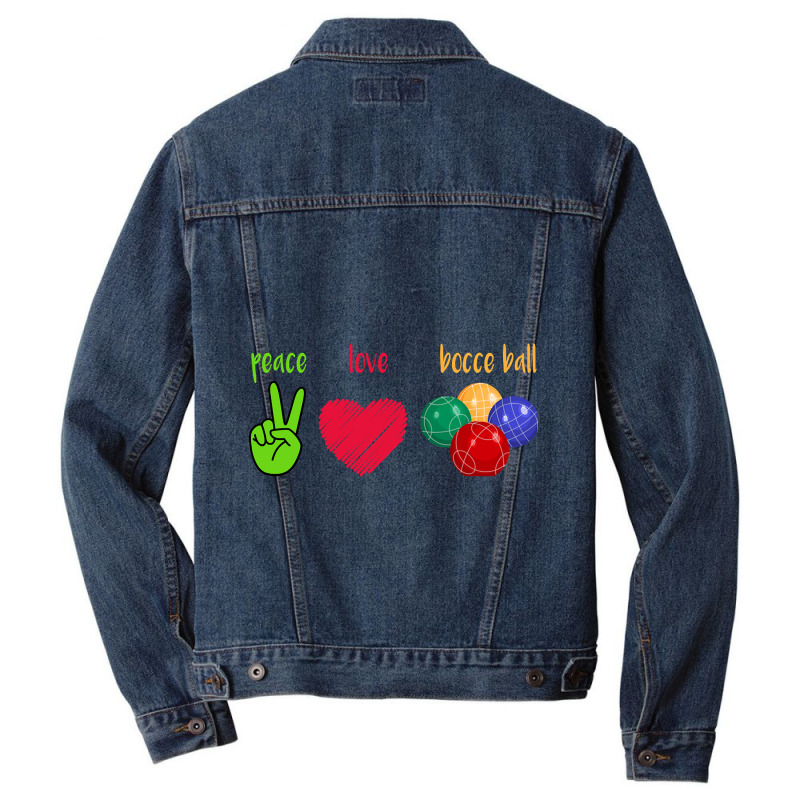 Peace Love Bocce Ball Men Denim Jacket | Artistshot