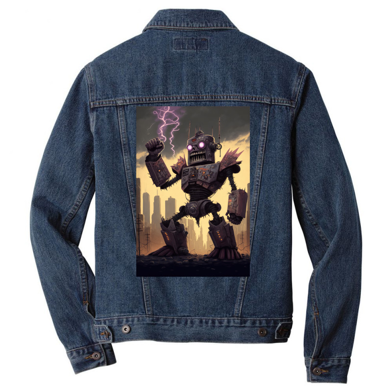 Giant Robot Attacking The City   Japanese Style Men Denim Jacket | Artistshot