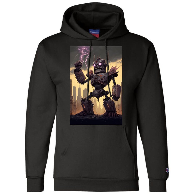 Giant Robot Attacking The City   Japanese Style Champion Hoodie | Artistshot