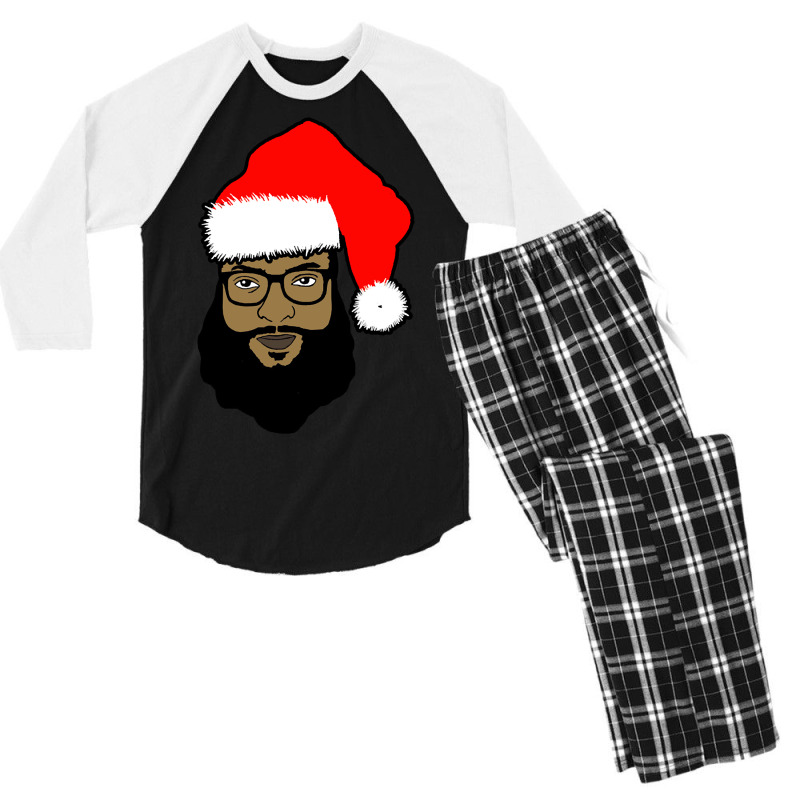 Black Santa Men's 3/4 Sleeve Pajama Set | Artistshot