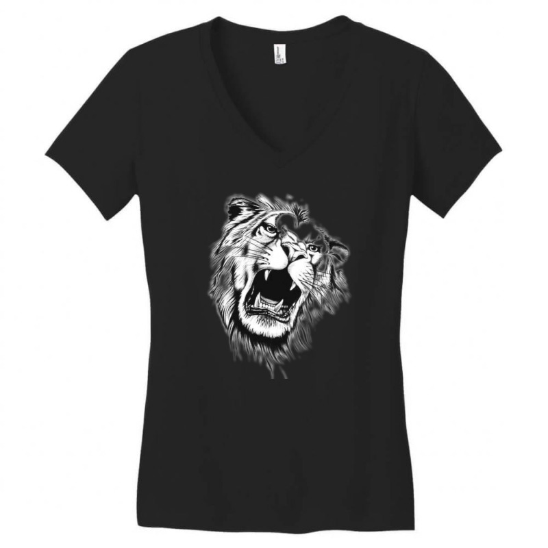 Black & White Tiger V-Neck T-Shirt