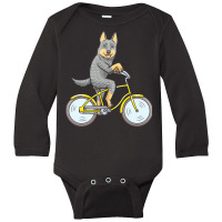 Australian Cattle Dog T  Shirt Australian Cattle Dog Dog With Bike T Long Sleeve Baby Bodysuit | Artistshot