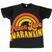 Peace Love Quarantine Retro Rainbow Graphic T-shirt | Artistshot