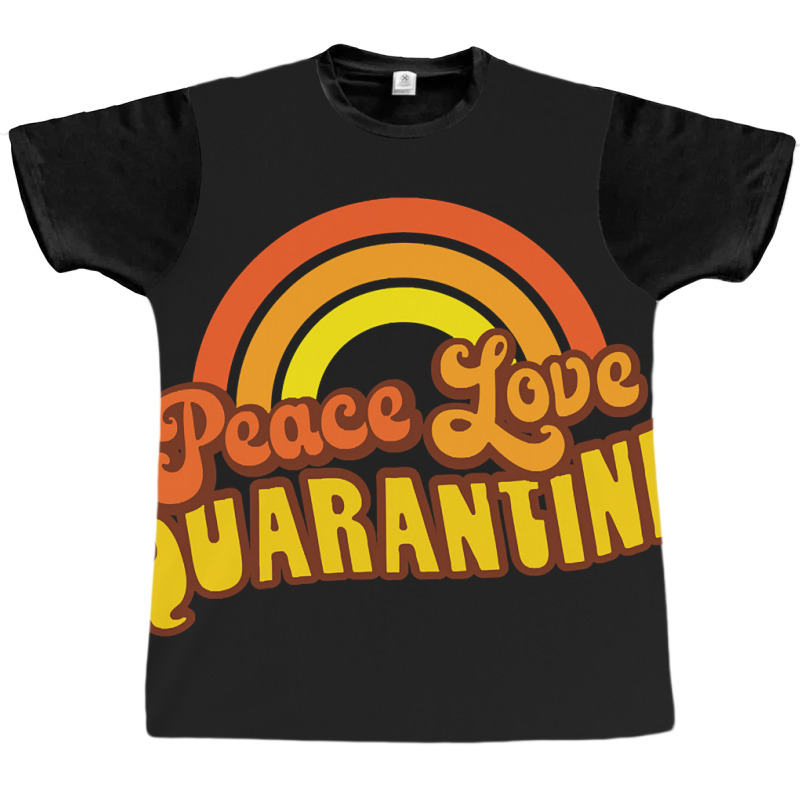 Peace Love Quarantine Retro Rainbow Graphic T-shirt | Artistshot