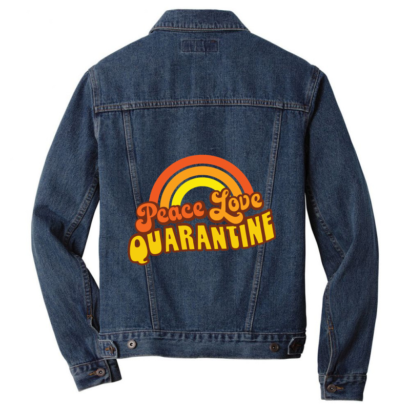 Peace Love Quarantine Retro Rainbow Men Denim Jacket | Artistshot