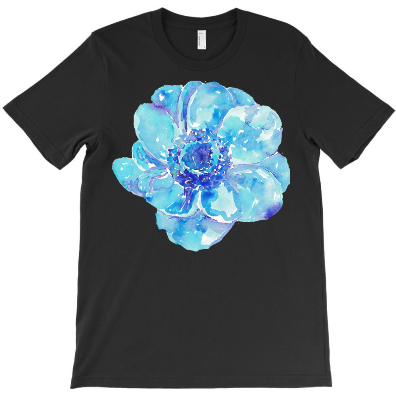 Blue Anemone Flower Painting Red Green Flower Red Green Abstract Water T-shirt | Artistshot