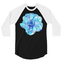 Blue Anemone Flower Painting Red Green Flower Red Green Abstract Water 3/4 Sleeve Shirt | Artistshot