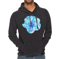 Blue Anemone Flower Painting Red Green Flower Red Green Abstract Water Vintage Hoodie | Artistshot