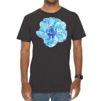 Blue Anemone Flower Painting Red Green Flower Red Green Abstract Water Vintage T-shirt | Artistshot