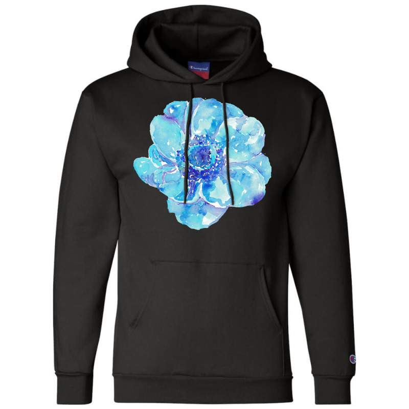 Blue Anemone Flower Painting Red Green Flower Red Green Abstract Water Champion Hoodie | Artistshot