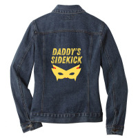 Daddy's Sidekick  Matching Outfit With Superhero Father Dad Ladies Denim Jacket | Artistshot