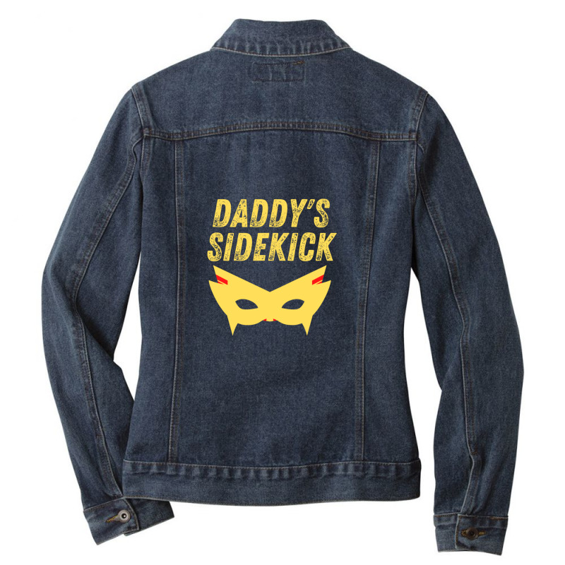 Daddy's Sidekick  Matching Outfit With Superhero Father Dad Ladies Denim Jacket by DavidDelaneyToner | Artistshot