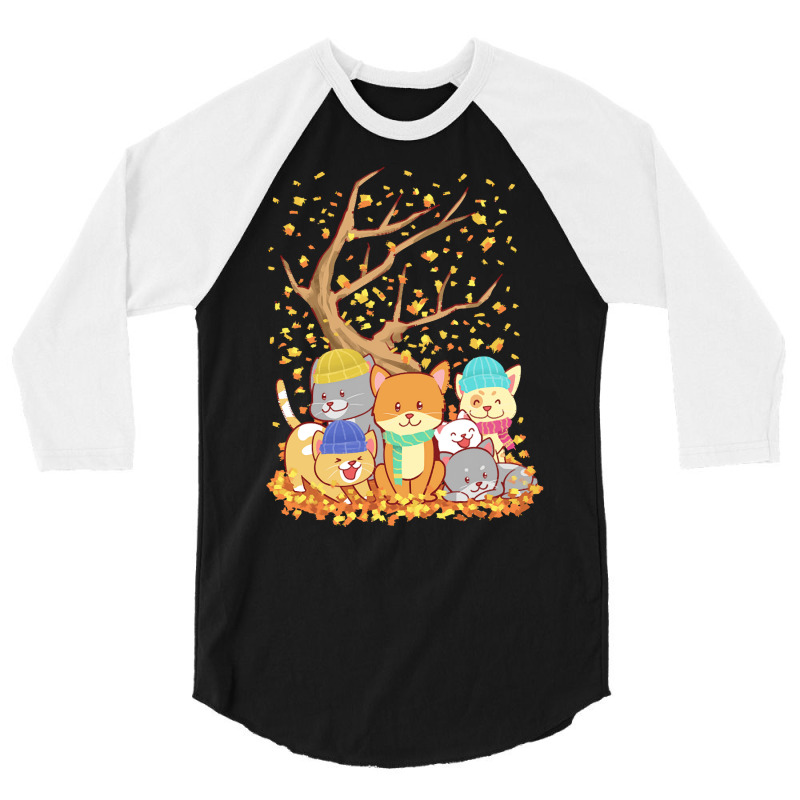 Cats T  Shirt Cats Fall Autumn Leaf Tree Lover Season Fan Enjoy T  Shi 3/4 Sleeve Shirt by oritchie954 | Artistshot