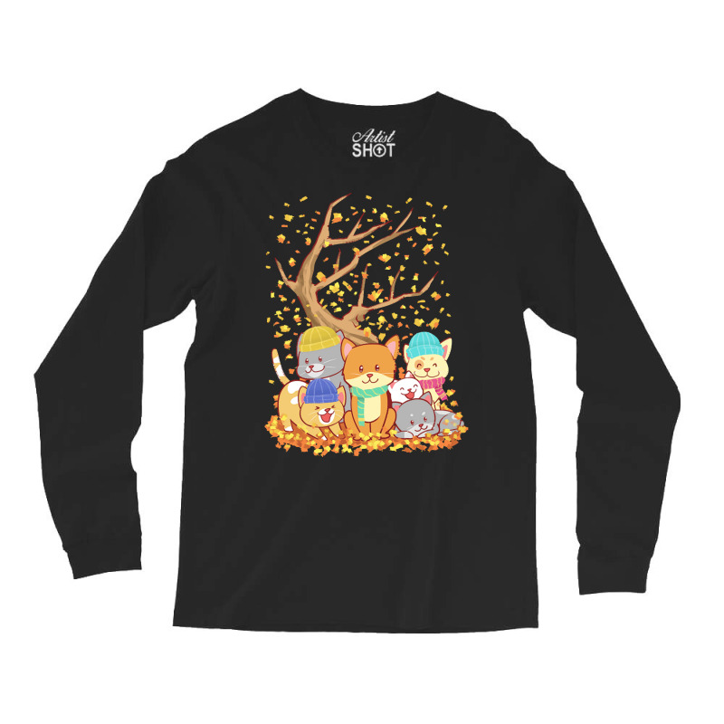 Cats T  Shirt Cats Fall Autumn Leaf Tree Lover Season Fan Enjoy T  Shi Long Sleeve Shirts by oritchie954 | Artistshot