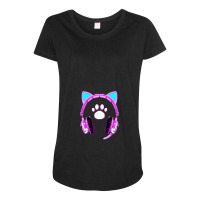 Cat Ear Headsets Headphones Kitty Maternity Scoop Neck T-shirt | Artistshot