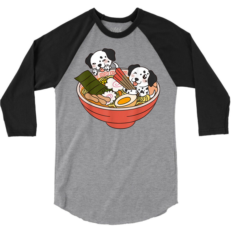 Funny Dalmatian Dog Ramen 3/4 Sleeve Shirt by robeijopicar | Artistshot