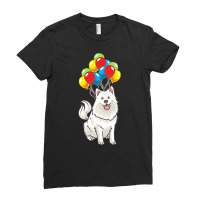 Dog Lover T  Shirt Funny Samoyed Dog With Balloons T  Shirt Ladies Fitted T-shirt | Artistshot