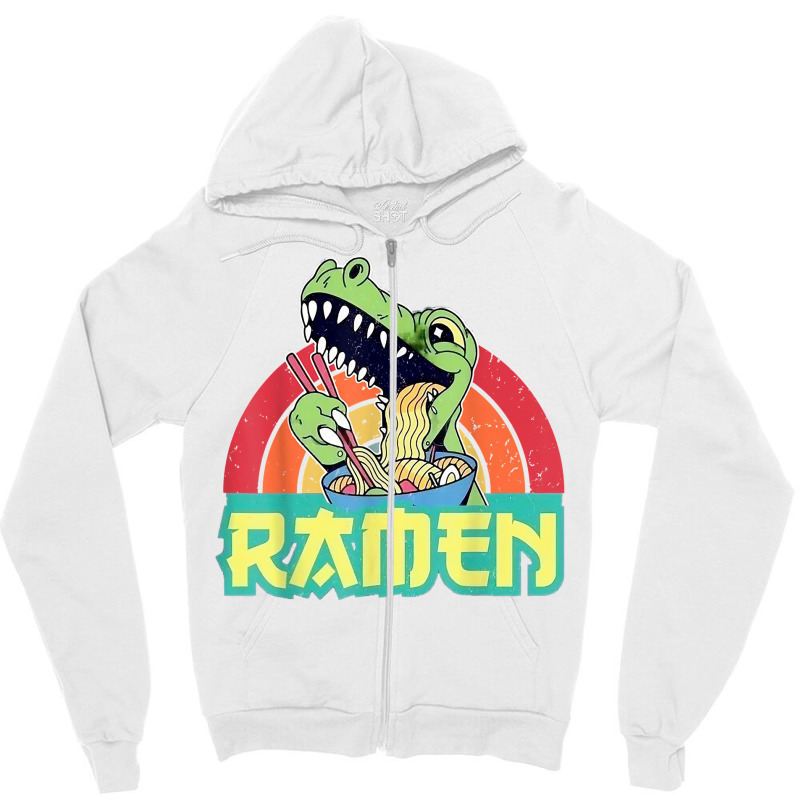 Funny Dinosaur Ramen Cute Anime Trex Japanese Ramen Noodles Zipper Hoodie by robeijopicar | Artistshot