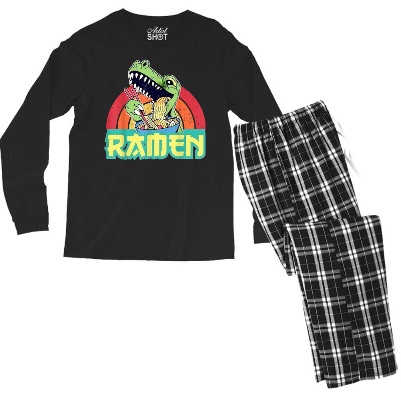 Funny Dinosaur Ramen Cute Anime Trex Japanese Ramen Noodles Men's Long Sleeve Pajama Set by robeijopicar | Artistshot